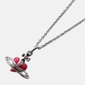 Vivienne Westwood Silver and Pink Orb Necklace